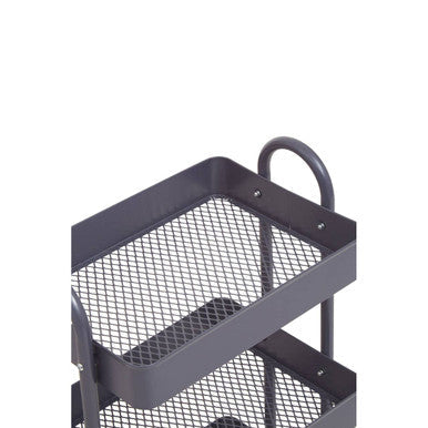 Orsina Acero 3-Tier Metal Utility Trolley – Grey Rolling Storage Cart