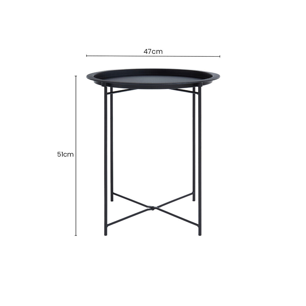 Orsina Acero Round Metal Side Table – Black Steel Modern End Table