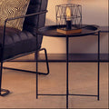 Orsina Acero Round Metal Side Table – Black Steel Modern End Table