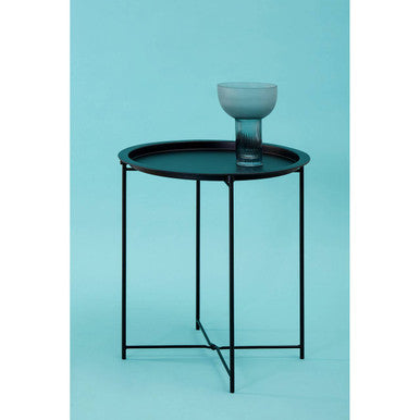 Orsina Acero Round Metal Side Table – Black Steel Modern End Table