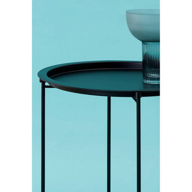 Orsina Acero Round Metal Side Table – Black Steel Modern End Table