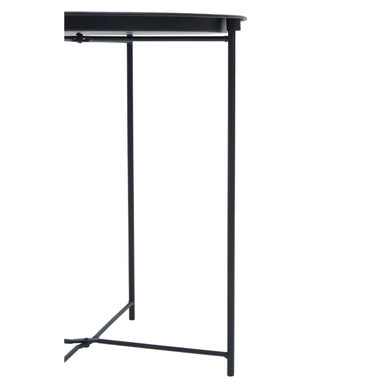 Orsina Acero Round Metal Side Table – Black Steel Modern End Table
