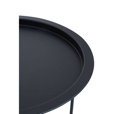 Orsina Acero Round Metal Side Table – Black Steel Modern End Table