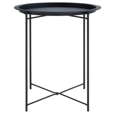 Orsina Acero Round Metal Side Table – Black Steel Modern End Table