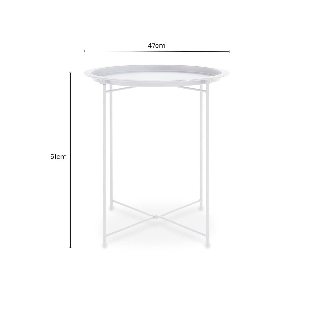 Orsina Acero White Metal Round Side Table with Cross Base