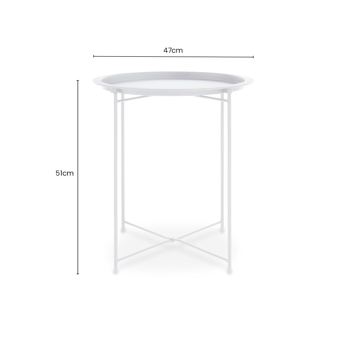 Orsina Acero White Metal Round Side Table with Cross Base