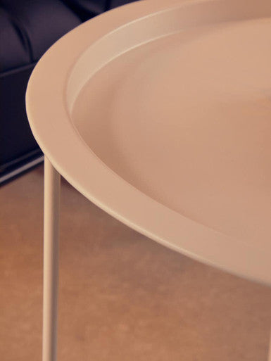 Orsina Acero White Metal Round Side Table with Cross Base
