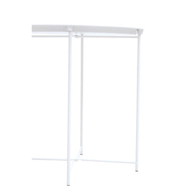 Orsina Acero White Metal Round Side Table with Cross Base