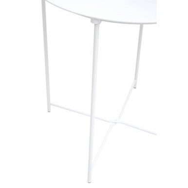 Orsina Acero White Metal Round Side Table with Cross Base
