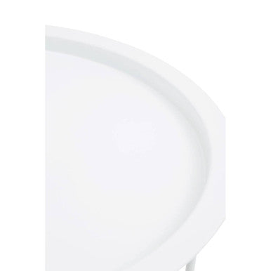 Orsina Acero White Metal Round Side Table with Cross Base