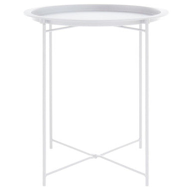 Orsina Acero White Metal Round Side Table with Cross Base