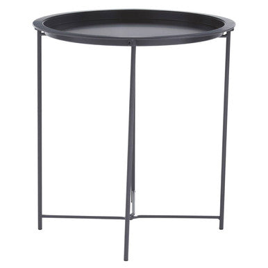 Orsina Acero Grey Metal Round Side Table with Intersecting Base