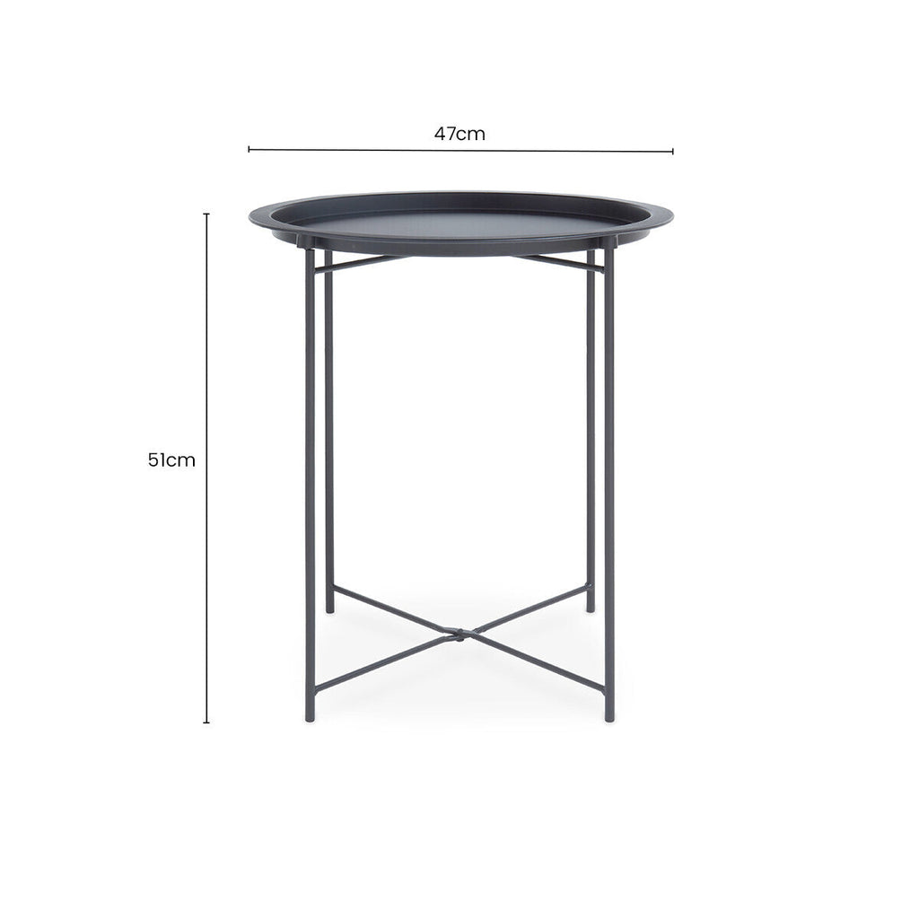 Orsina Acero Grey Metal Round Side Table with Intersecting Base