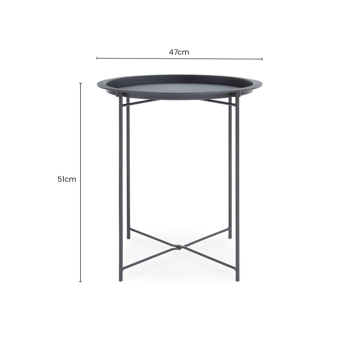 Orsina Acero Grey Metal Round Side Table with Intersecting Base
