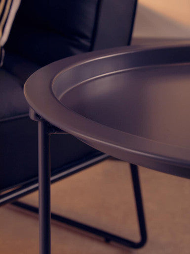 Orsina Acero Grey Metal Round Side Table with Intersecting Base