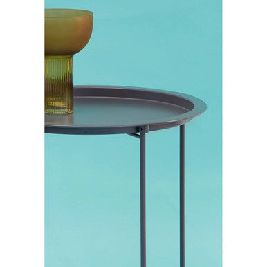 Orsina Acero Grey Metal Round Side Table with Intersecting Base
