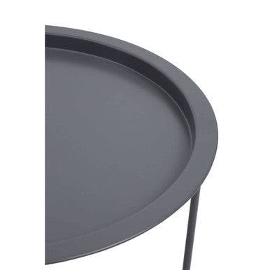 Orsina Acero Grey Metal Round Side Table with Intersecting Base