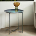 Orsina Acero Grey Metal Round Side Table with Intersecting Base