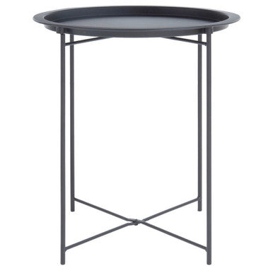 Orsina Acero Grey Metal Round Side Table with Intersecting Base