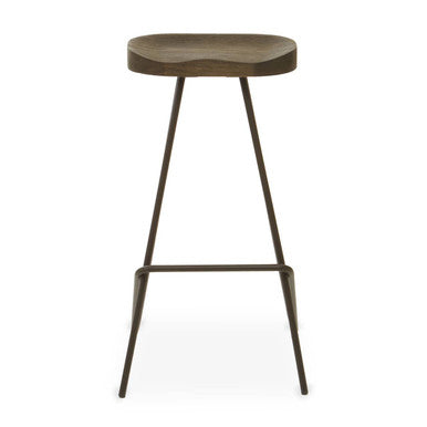 Orsina District Bar Stool – Modern Wooden Top with Metal Legs