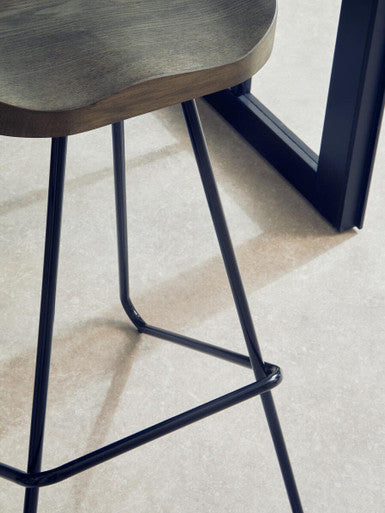 Orsina District Bar Stool – Modern Wooden Top with Metal Legs