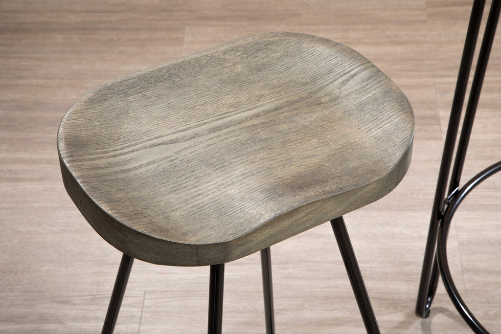 Orsina District Bar Stool – Modern Wooden Top with Metal Legs