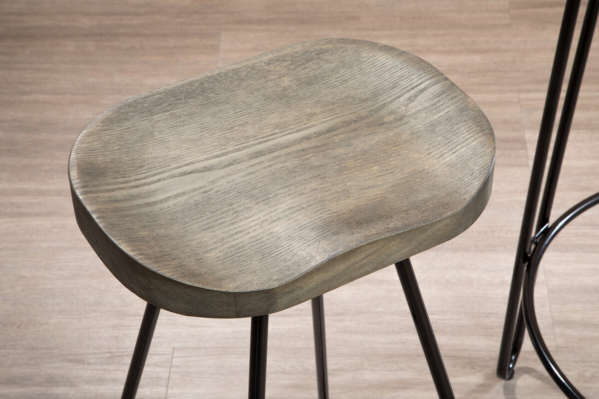 Orsina District Bar Stool – Modern Wooden Top with Metal Legs