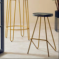 Orsina District Elm Wood Bar Stool | Gold Metal Legs Counter Seating