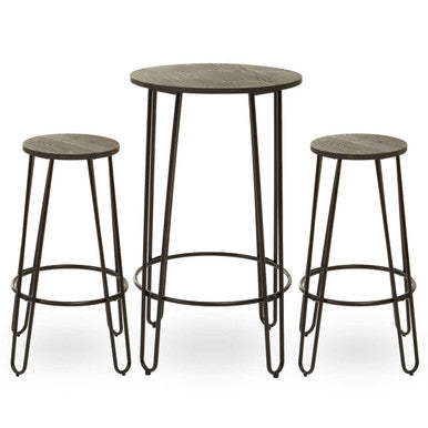 Orsina District 3 Piece Bar Table and Stool Set – Industrial Elm