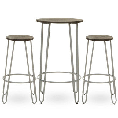 Orsina District 3-Piece Elm Wood Bar Table and Stool Set – Industrial