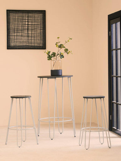 Orsina District 3-Piece Elm Wood Bar Table and Stool Set – Industrial