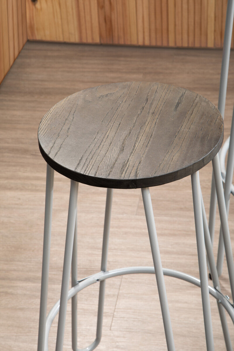 Orsina District 3-Piece Elm Wood Bar Table and Stool Set – Industrial