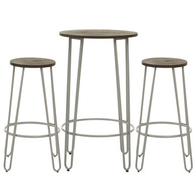 Orsina District 3-Piece Elm Wood Bar Table and Stool Set – Industrial