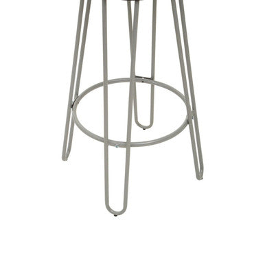 Orsina District Bar Stool – Grey Metal Frame with Elm Wood Seat