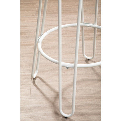 Orsina District Bar Stool – White Metal Frame with Elm Wood Seat