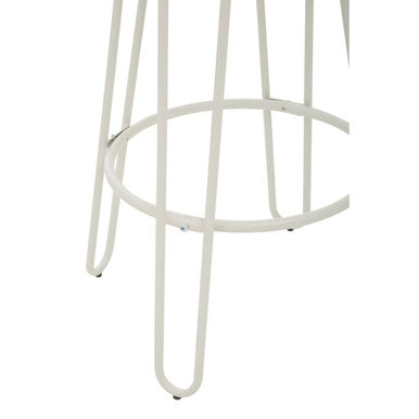 Orsina District Bar Stool – White Metal Frame with Elm Wood Seat