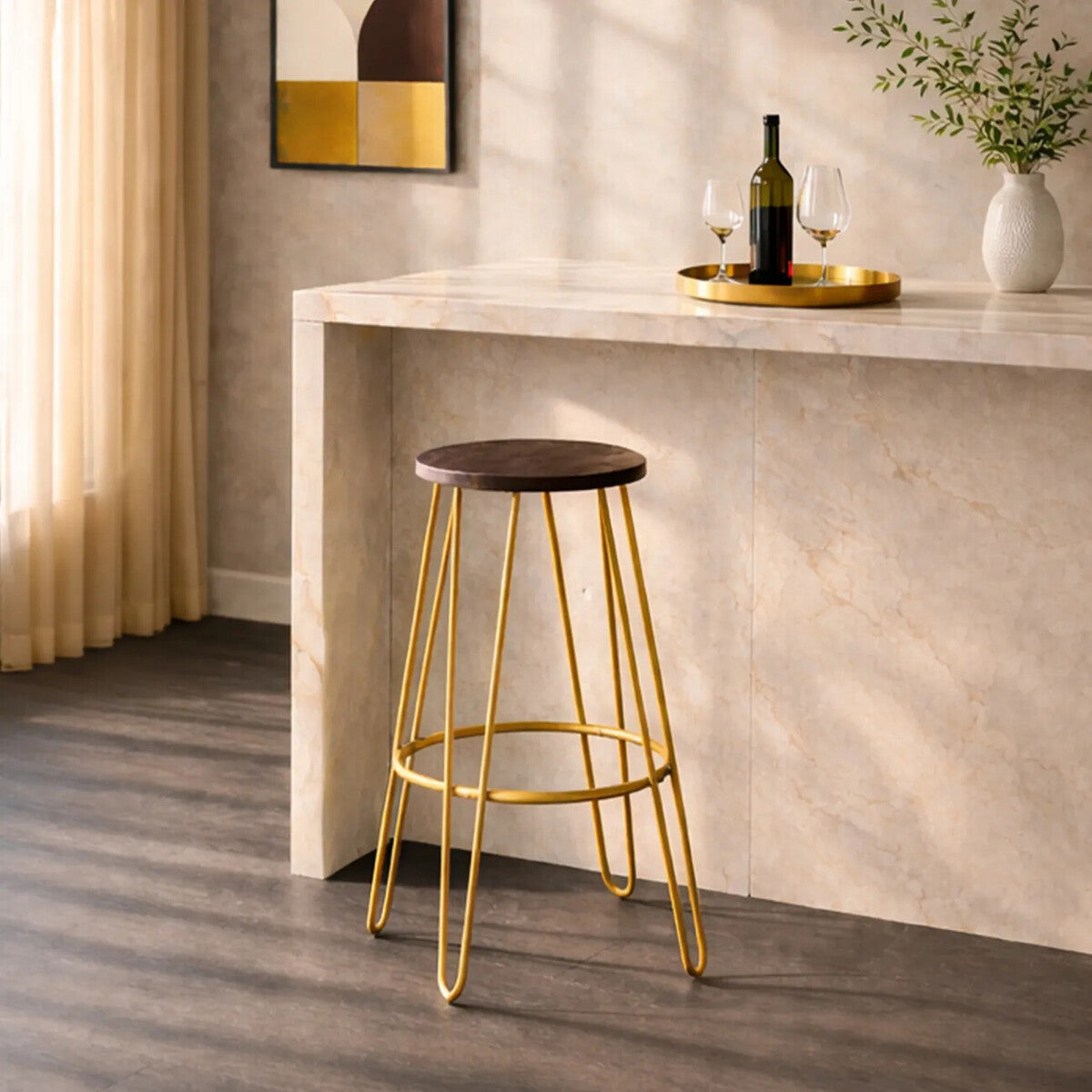 Orsina District Gold Metal Bar Stool – Contemporary Counter Seating