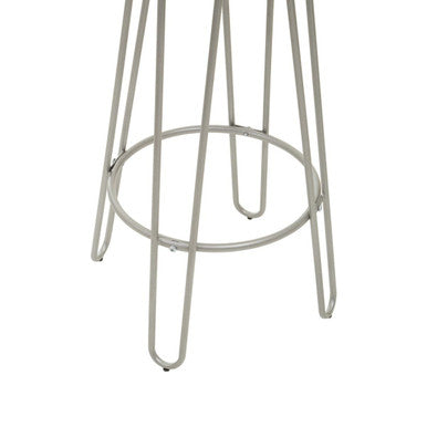 Orsina District Barstool – Elm Wood Seat with Silver Metal Legs