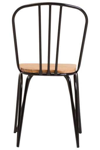 Orsina District Industrial Dining Chair - Elm Wood & Black Metal