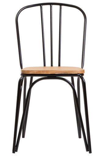 Orsina District Industrial Dining Chair - Elm Wood & Black Metal