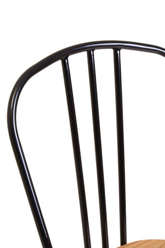 Orsina District Industrial Dining Chair - Elm Wood & Black Metal