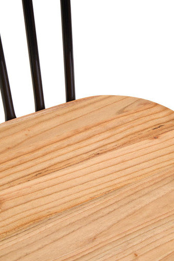 Orsina District Industrial Dining Chair - Elm Wood & Black Metal