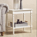Orsina Heritage White Side Table – 2-Tier Wooden End Table with Rattan