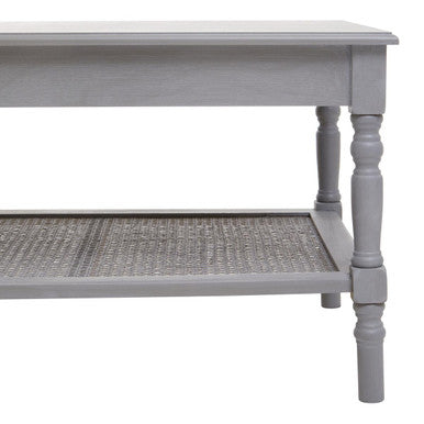 Orsina Heritage Slate Grey Coffee Table with Cane Shelf & Spindle Legs