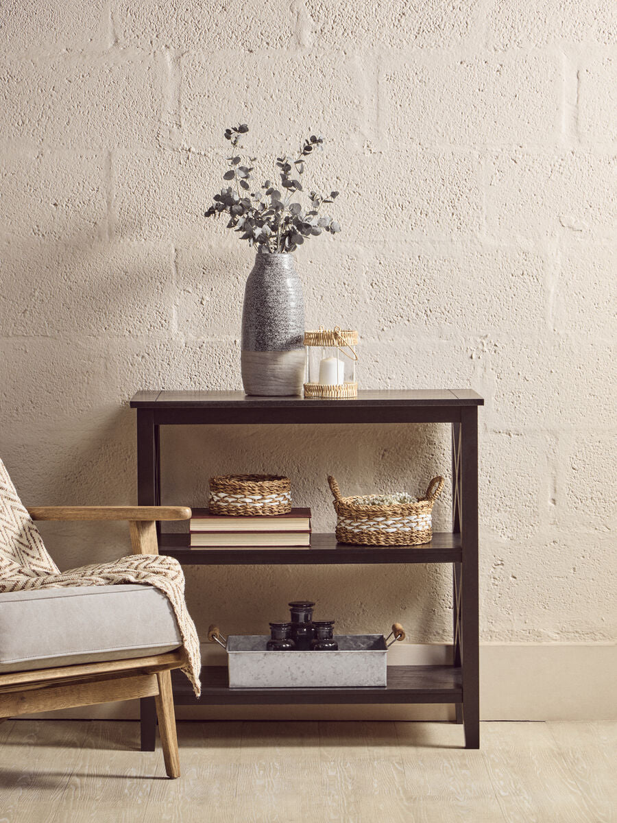 Orsina Heritage 3-Shelf Black Bookcase – Modern Minimalist Wood Shelving