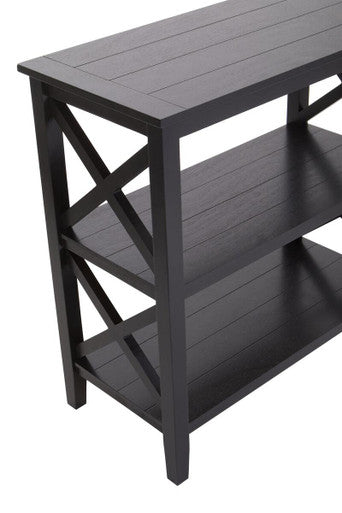 Orsina Heritage 3-Shelf Black Bookcase – Modern Minimalist Wood Shelving