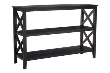 Orsina Heritage Large 3-Shelf Black Bookcase – Modern Tall Bookshelf