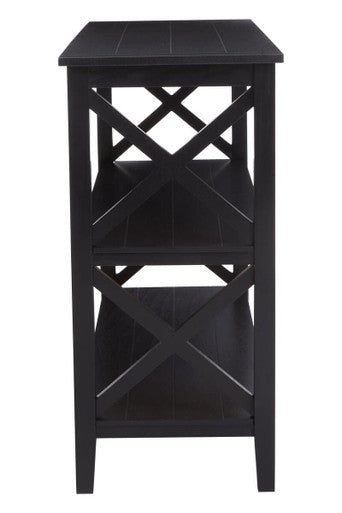 Orsina Heritage Large 3-Shelf Black Bookcase – Modern Tall Bookshelf