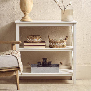 Orsina Heritage Three Shelf White Bookcase – Modern Wood Storage Unit