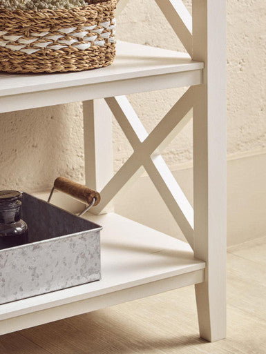 Orsina Heritage Three Shelf White Bookcase – Modern Wood Storage Unit